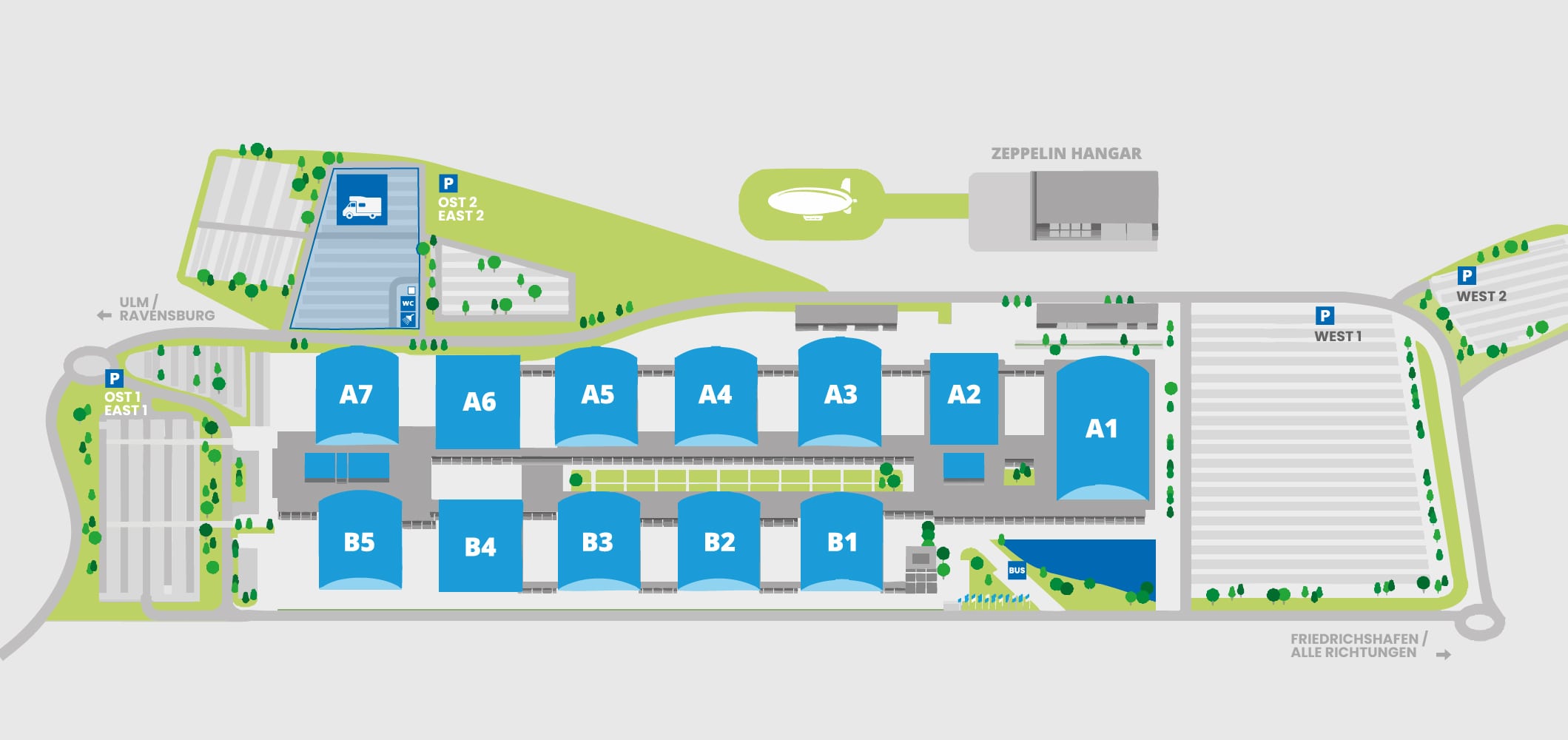 Lageplan der Messe Friedrichshafen