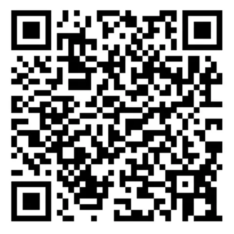 Ein Schwarz-Weiß-QR-Code zum Scannen von Informationen.